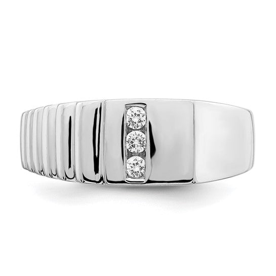 14kt White Gold Diamond Mens Ring
