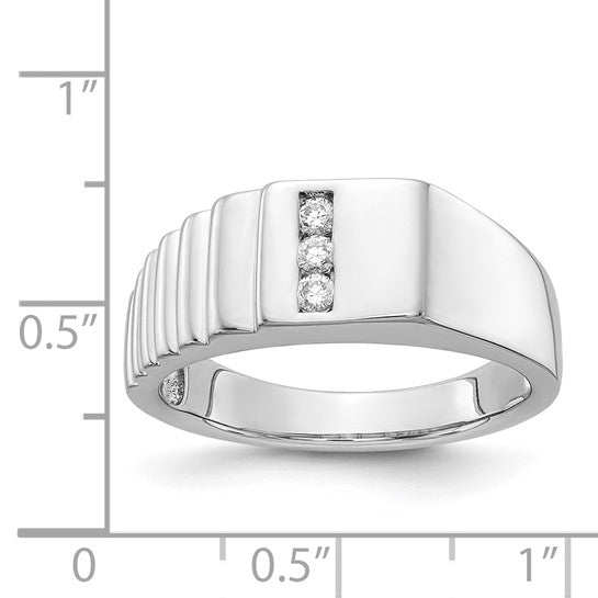 14kt White Gold Diamond Mens Ring