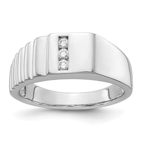 14kt White Gold Diamond Mens Ring