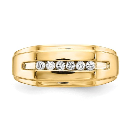 14kt Yellow Gold Diamond 6-stone Mens Ring