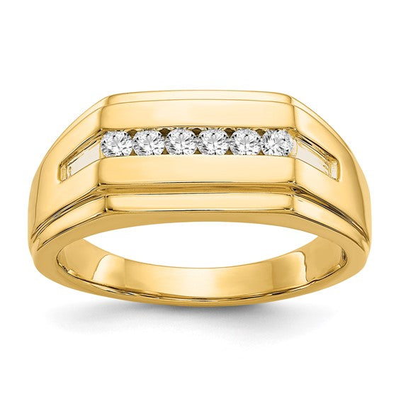 14kt Yellow Gold Diamond 6-stone Mens Ring