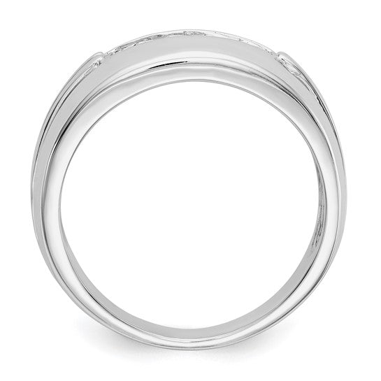 14kt White Gold Diamond 5-stone Mens Ring