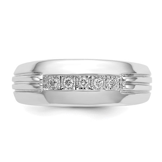 14kt White Gold Diamond 5-stone Mens Ring