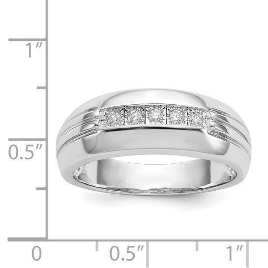 14kt White Gold Diamond 5-stone Mens Ring