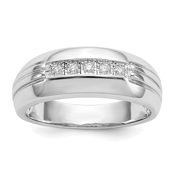 14kt White Gold Diamond 5-stone Mens Ring