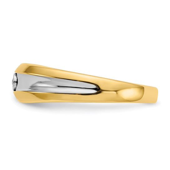 14kt Yellow Gold with Rhodium Diamond Mens Ring