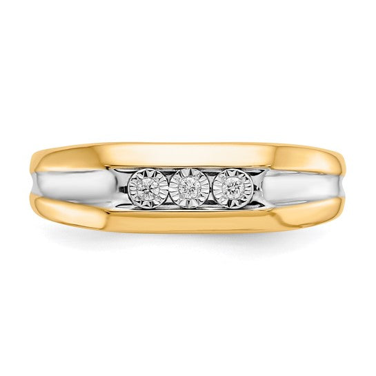 14kt Yellow Gold with Rhodium Diamond Mens Ring