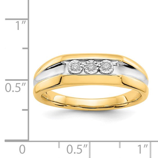 14kt Yellow Gold with Rhodium Diamond Mens Ring