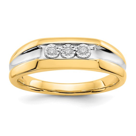14kt Yellow Gold with Rhodium Diamond Mens Ring
