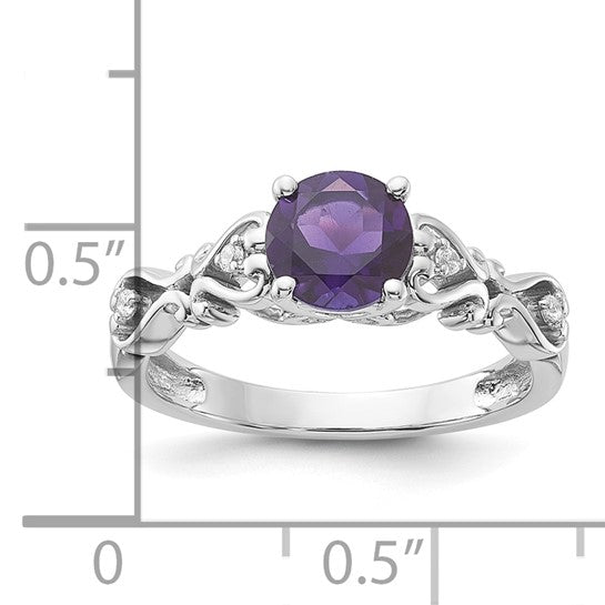 14kt White Gold Polished Blue Topaz and Diamond Ring