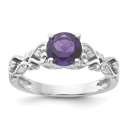 14kt White Gold Polished Blue Topaz and Diamond Ring