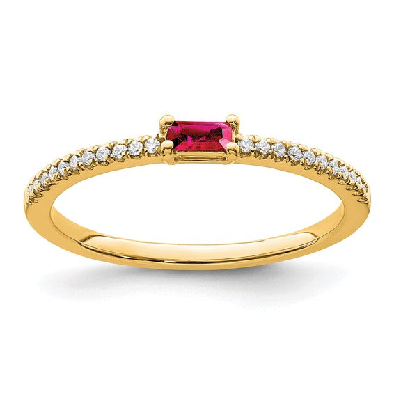 14kt Yellow Gold Polished Ruby and Diamond Ring