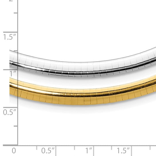 14kt Two-tone Lt Reversible 5mm Omega w/extender Necklace