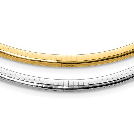 14kt Two-tone Lt Reversible 5mm Omega w/extender Necklace