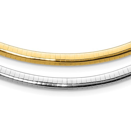 14kt Two-tone Lt Reversible 5mm Omega w/extender Necklace