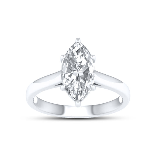 14KT White Gold 2 CTW Lab diamond Marquise Shape Solitaire Ring