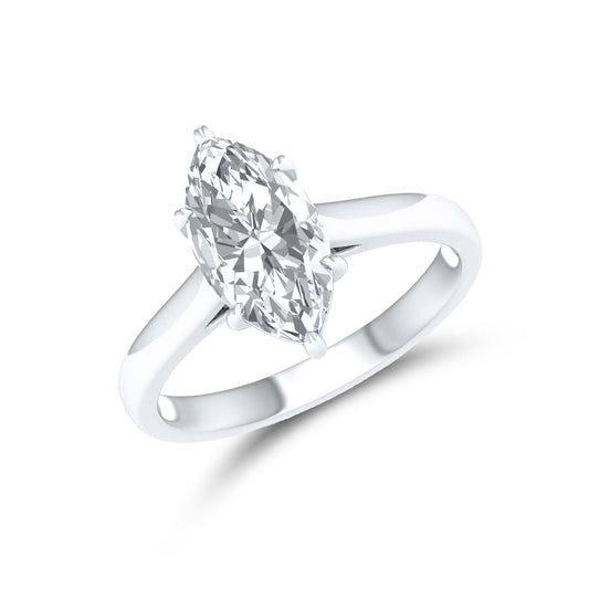 14KT White Gold 2 CTW Lab diamond Marquise Shape Solitaire Ring