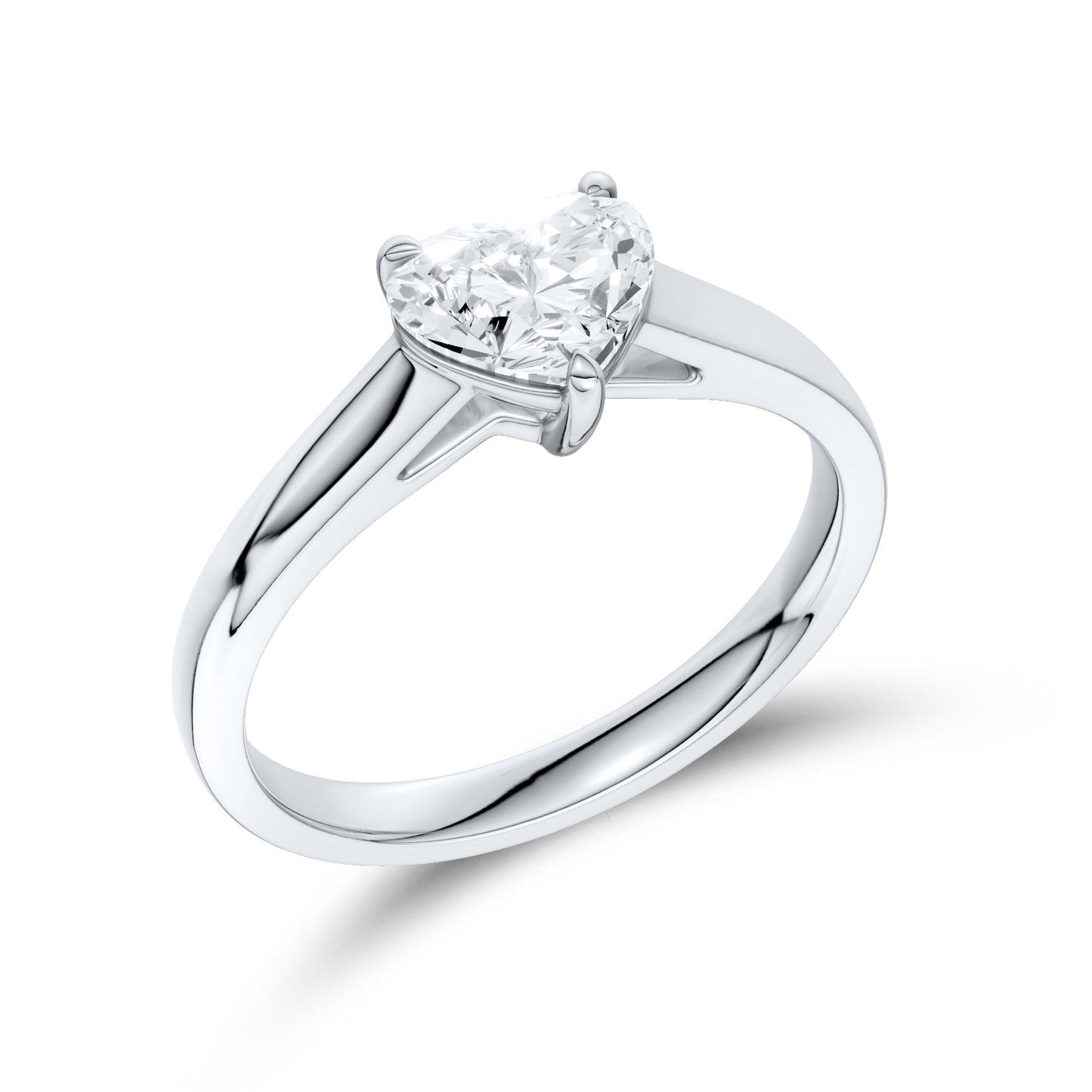 14kt White Gold 1 ctw Lab Diamond Solitaire Heart Shape Ring