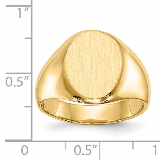 14kt Yellow Gold 11.0x15.0mm Closed Back Mens Signet Ring