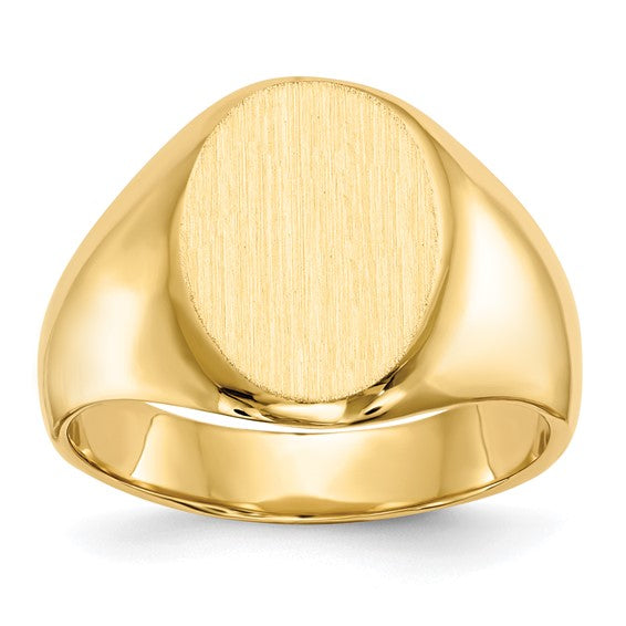 14kt Yellow Gold 11.0x15.0mm Closed Back Mens Signet Ring