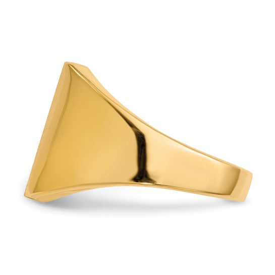 14kt Yellow Gold 13.5x15.0mm Closed Back Mens Signet Ring
