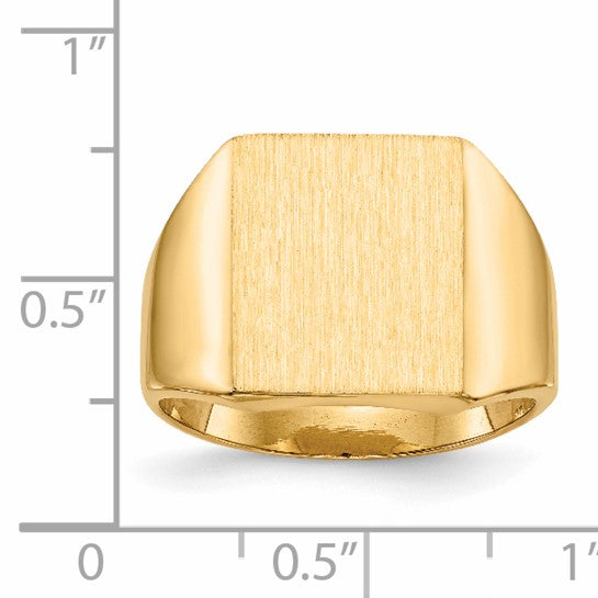 14kt Yellow Gold 13.5x15.0mm Closed Back Mens Signet Ring