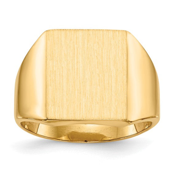 14kt Yellow Gold 13.5x15.0mm Closed Back Mens Signet Ring