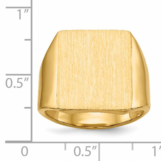 14kt Yellow Gold 15.0x17.0.0mm Closed Back Mens Signet Ring