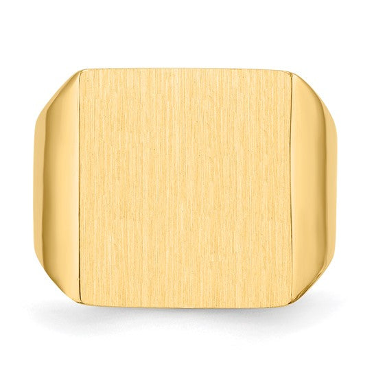 14kt Yellow Gold 16.5x17.5mm Closed Back Mens Signet Ring