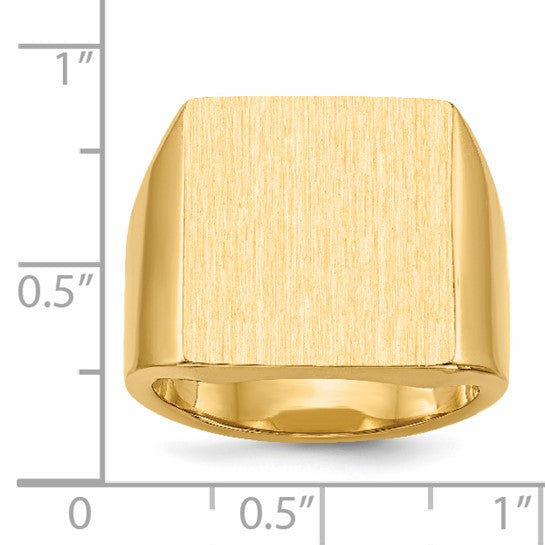 14kt Yellow Gold 16.5x17.5mm Closed Back Mens Signet Ring