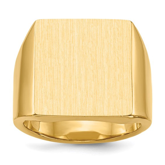 14kt Yellow Gold 16.5x17.5mm Closed Back Mens Signet Ring