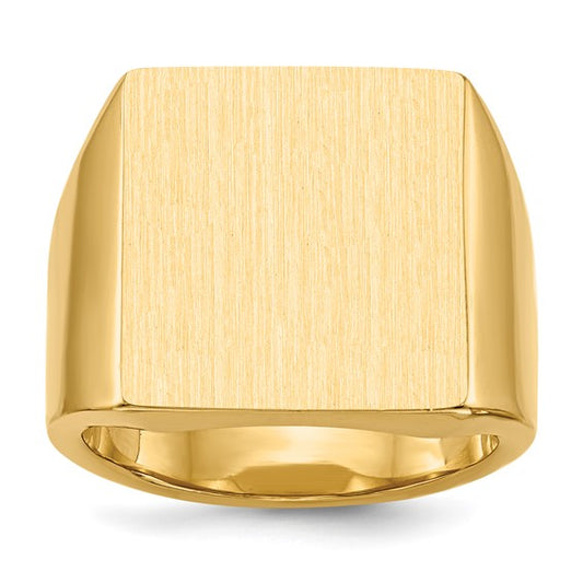 14kt Yellow Gold 16.5x17.5mm Closed Back Mens Signet Ring