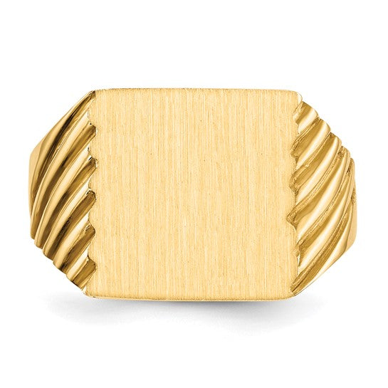 14kt Yellow Gold 13.0x13.0mm Closed Back Mens Signet Ring