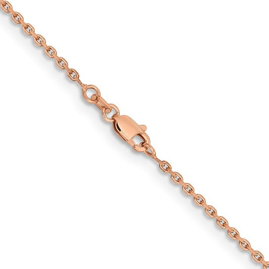 14kt Rose Gold 20 inch 1.8mm Diamond-cut Cable with Lobster Clasp Chain