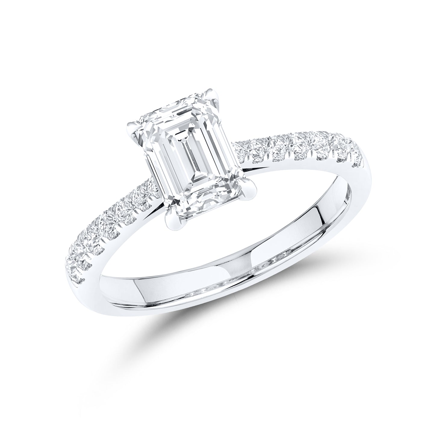 14kt White Gold 1.25 CTW Lab Diamond Emerald Shape Solitaire Ring