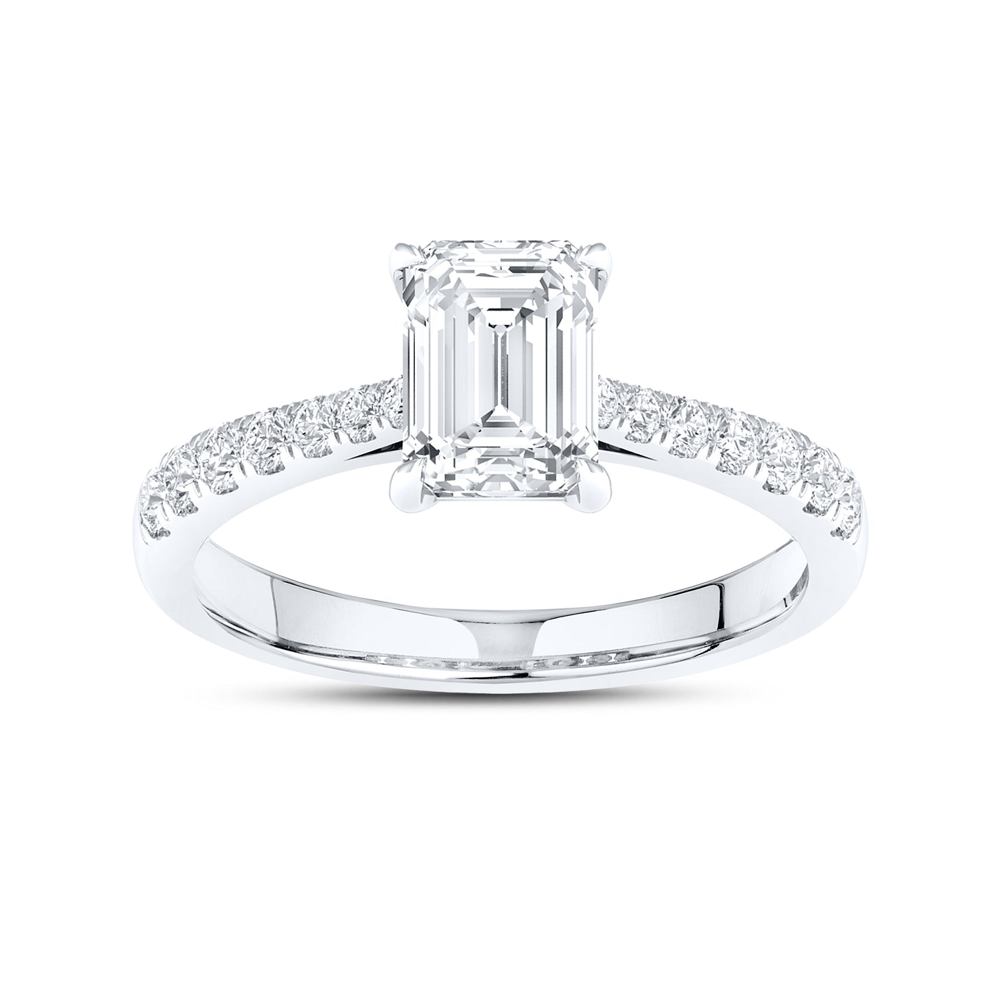 14kt White Gold 1.25 CTW Lab Diamond Emerald Shape Solitaire Ring