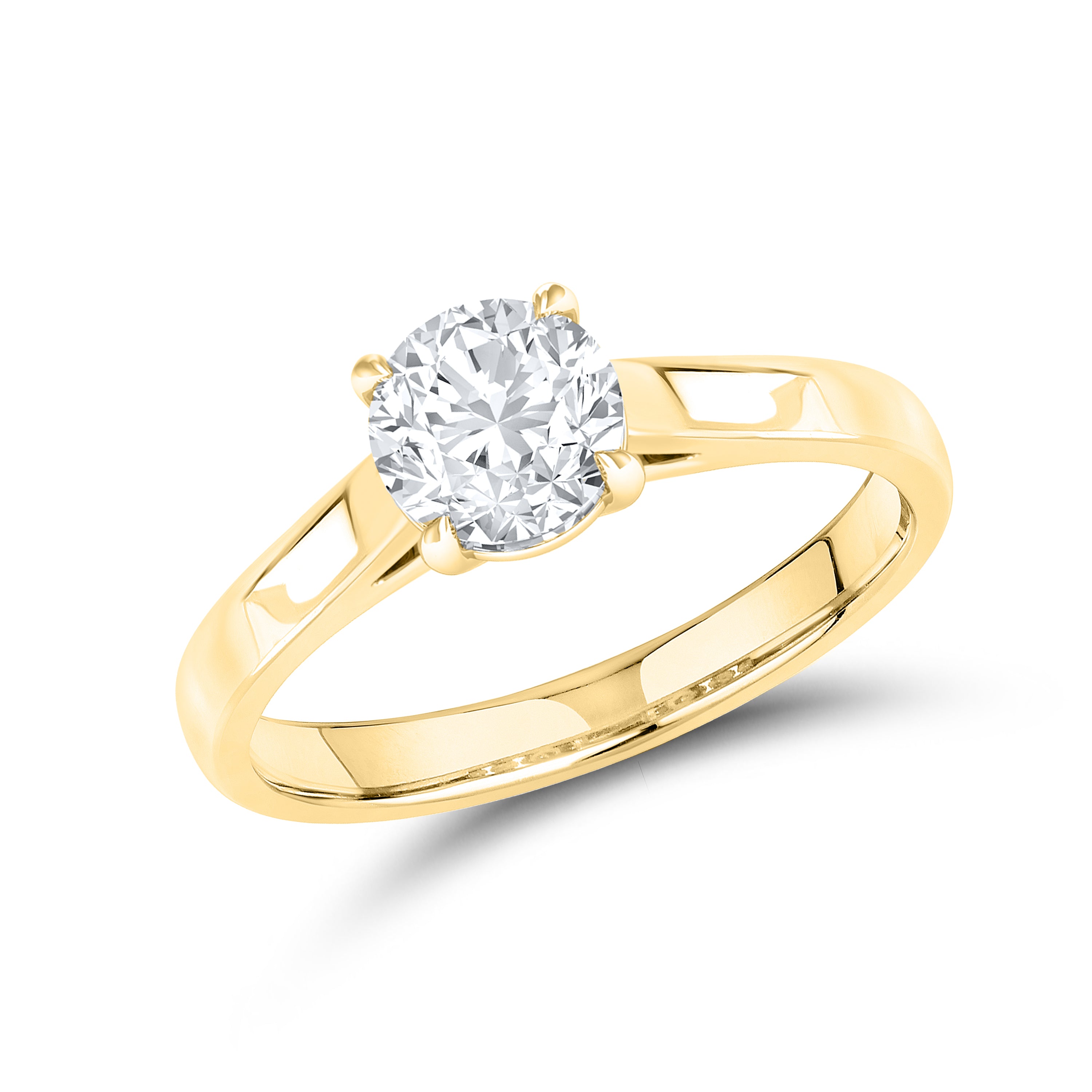 14kt Yellow Gold 1 CTW Lab Diamond Round Shape Solitaire Ring