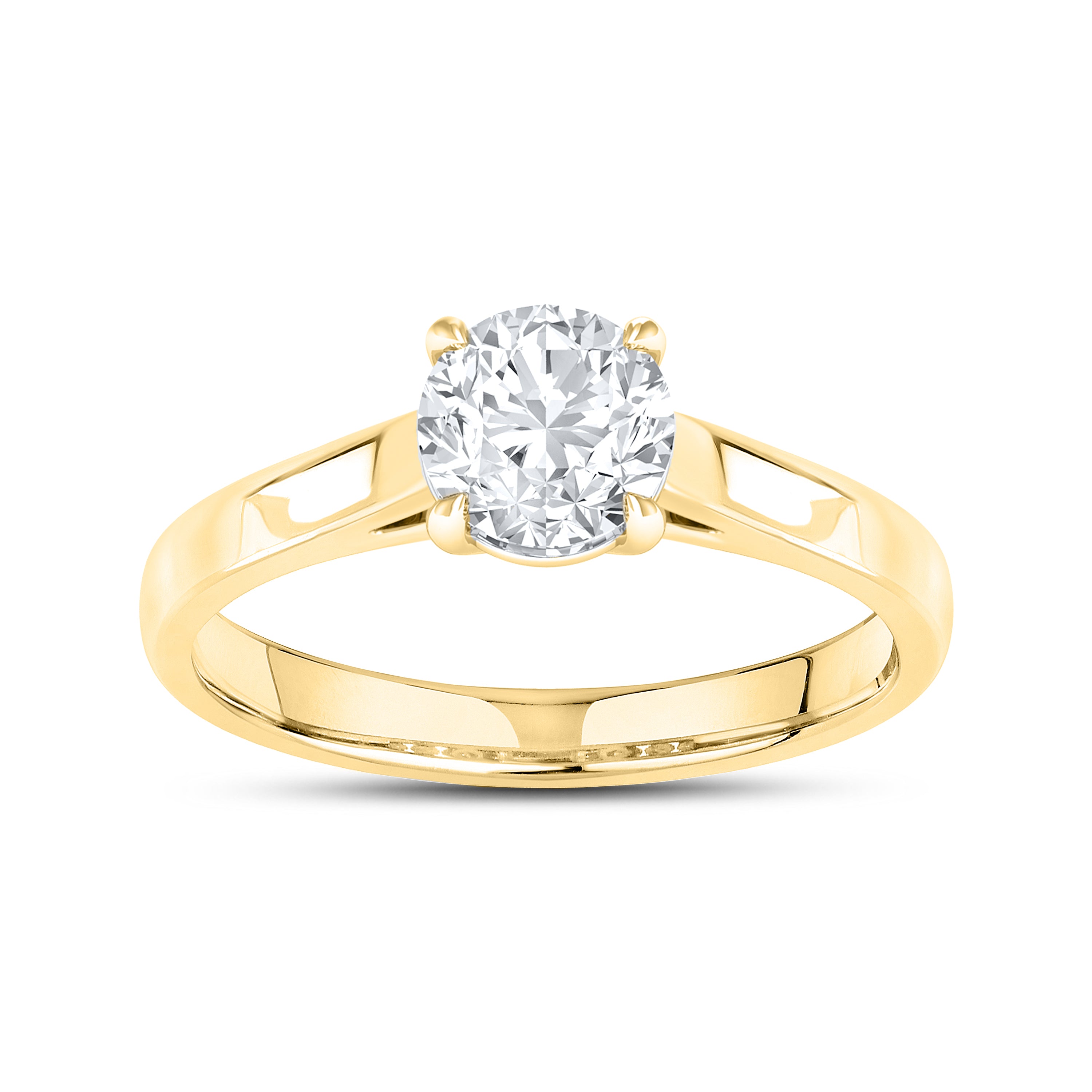14kt Yellow Gold 1 CTW Lab Diamond Round Shape Solitaire Ring