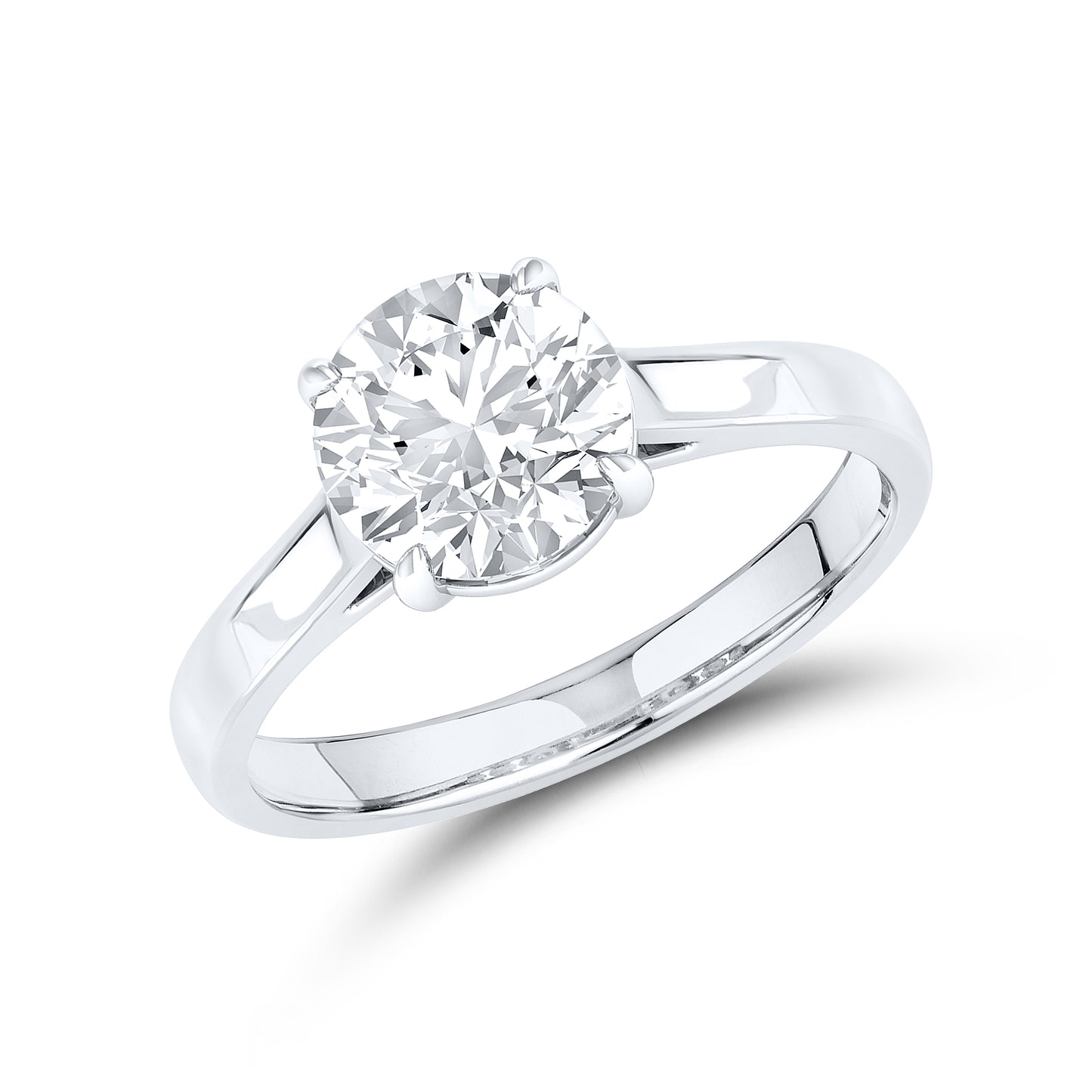 14KT White Gold 2 CTW Lab diamond Round Shape Solitaire Ring