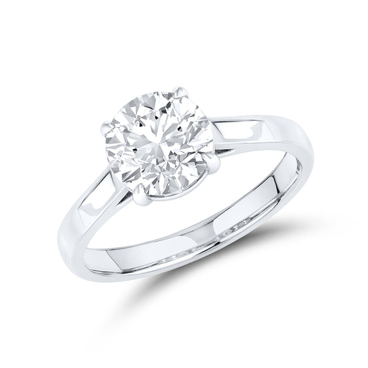 14KT White Gold 2 CTW Lab diamond Round Shape Solitaire Ring