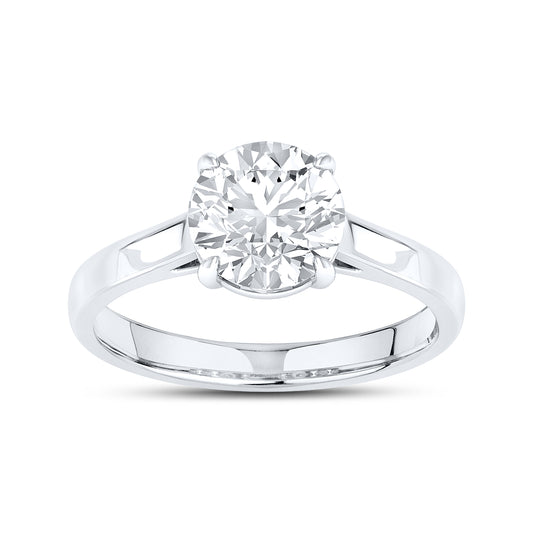 14KT White Gold 2 CTW Lab diamond Round Shape Solitaire Ring