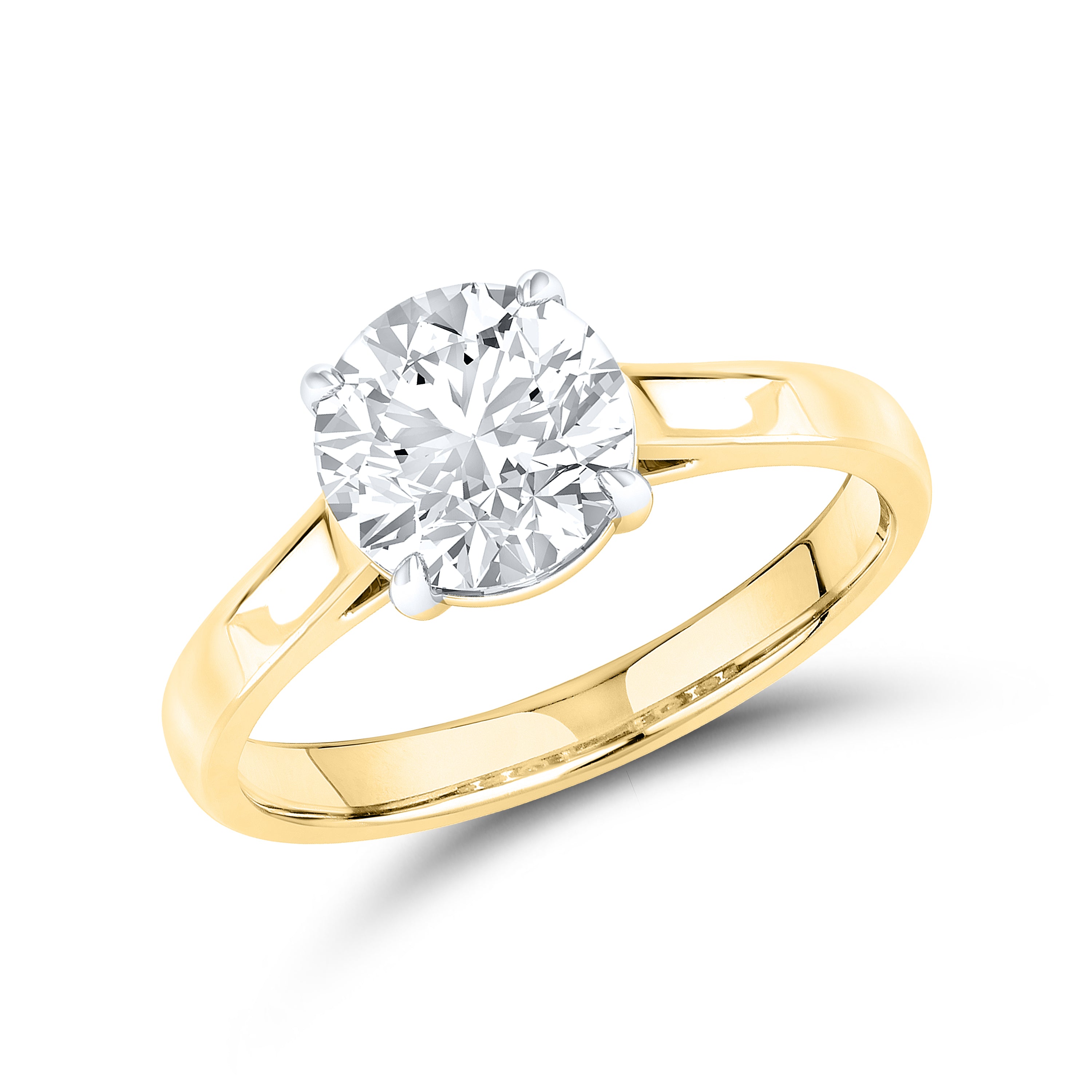 14KT Yellow Gold 2 CTW Lab diamond Round Shape Solitaire Ring