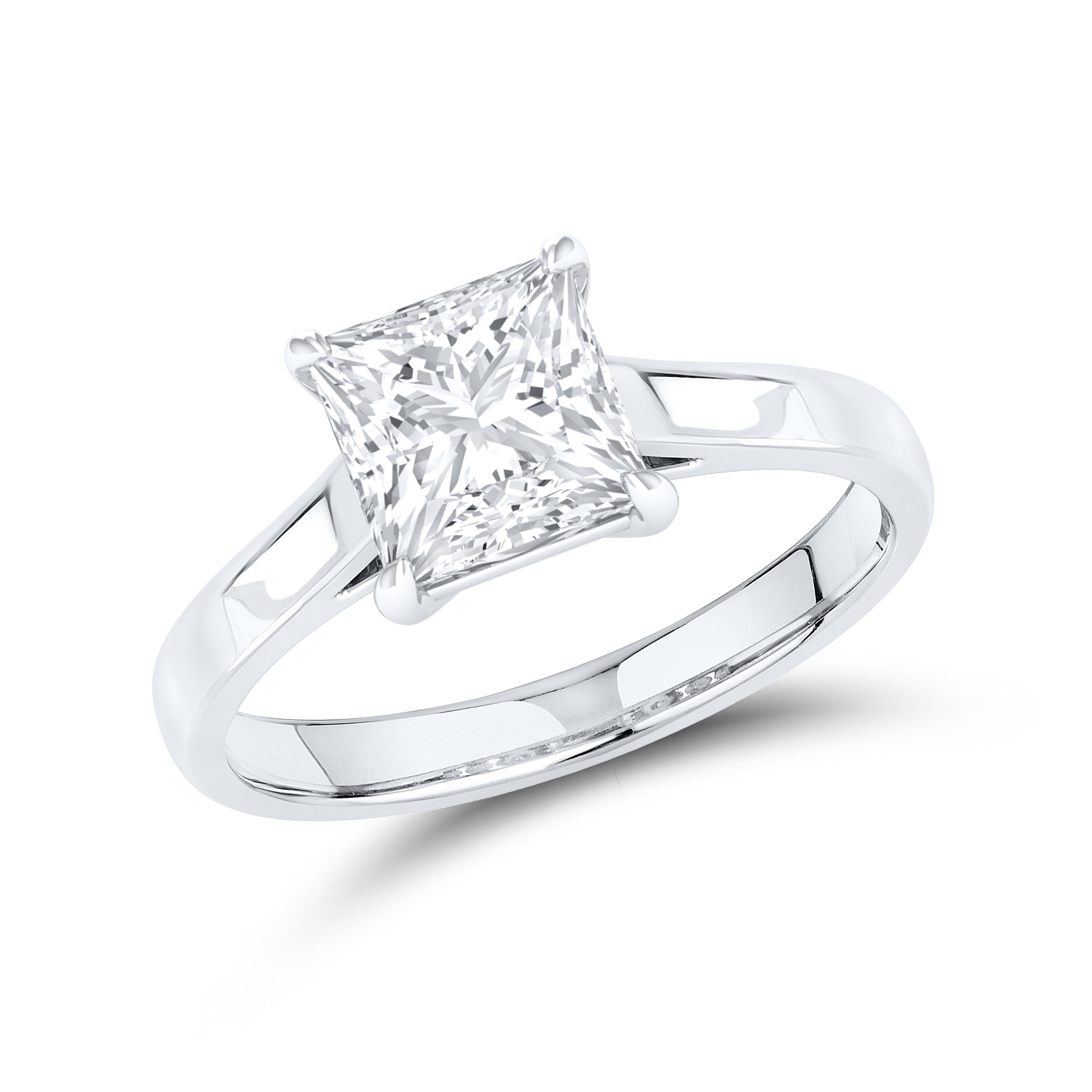 14KT White Gold 2 CTW Lab diamond Princes Shape Solitaire Ring