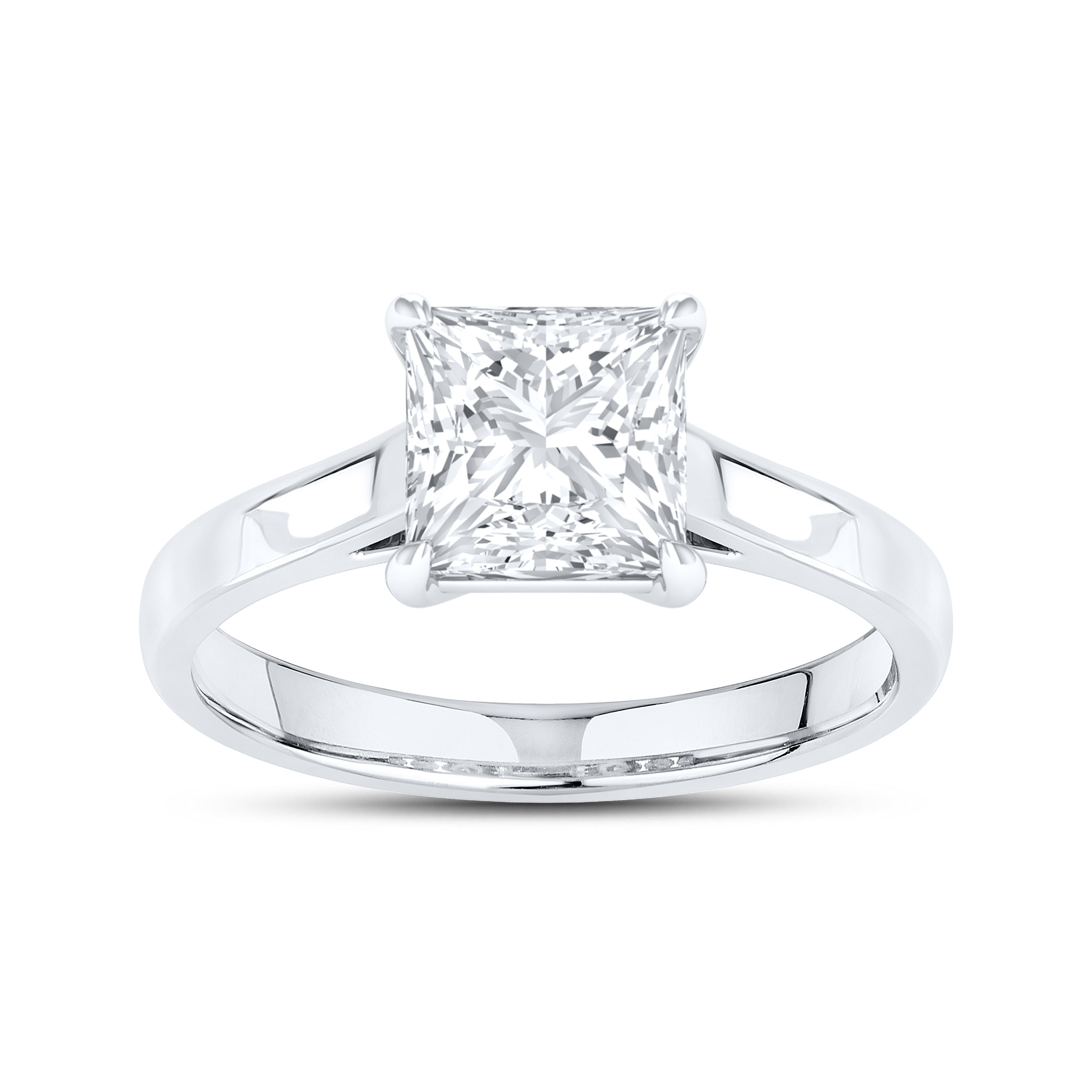 14KT White Gold 2 CTW Lab diamond Princes Shape Solitaire Ring