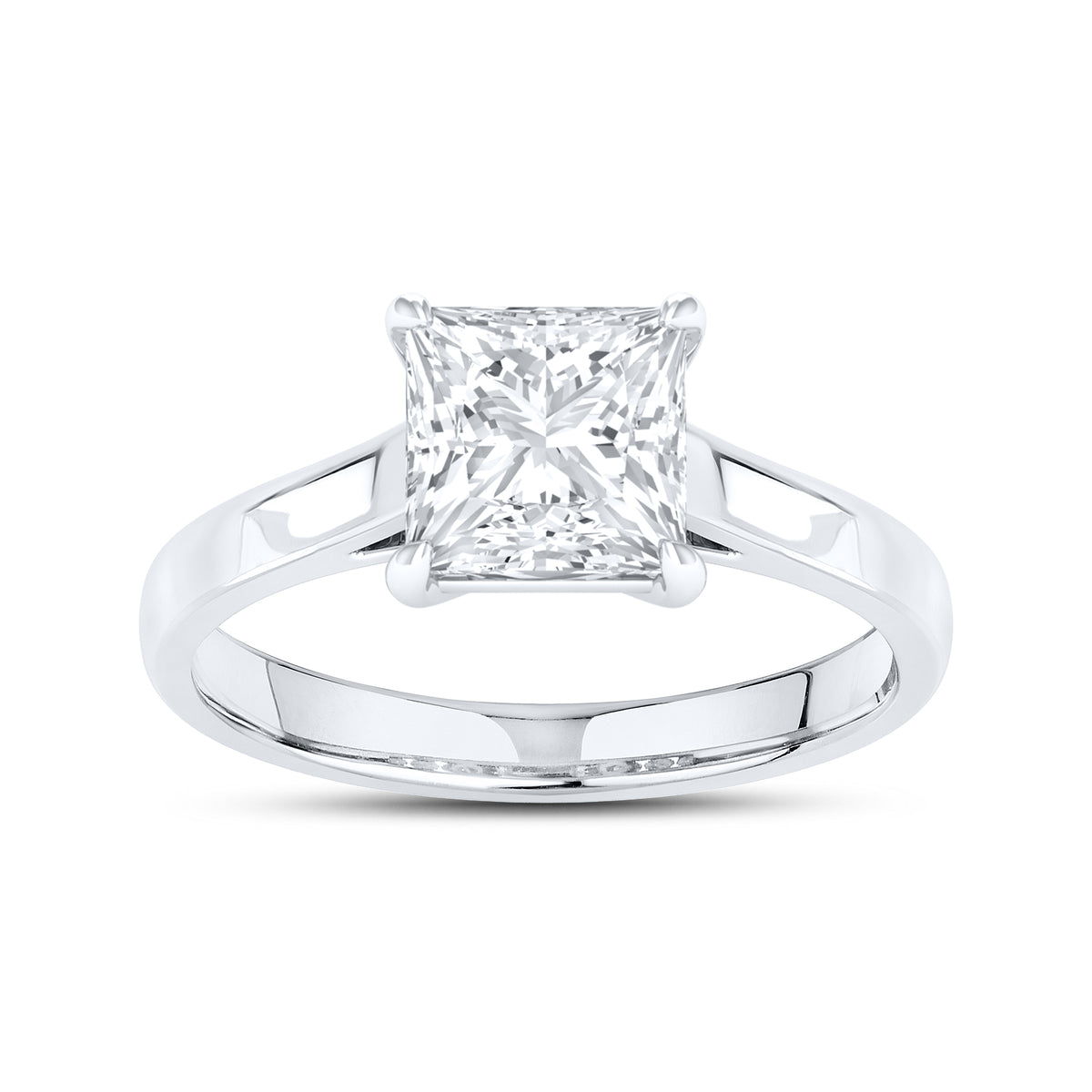 14KT White Gold 2 CTW Lab diamond Princes Shape Solitaire Ring