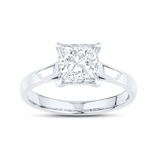 14KT White Gold 2 CTW Lab diamond Princes Shape Solitaire Ring