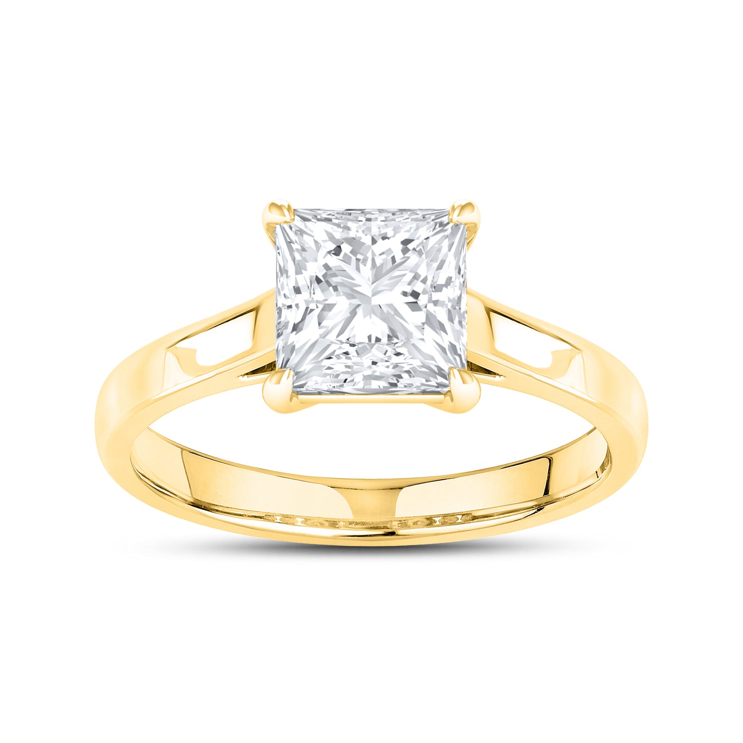 14KT Yellow Gold 2 CTW Lab diamond Princes Shape Solitaire Ring