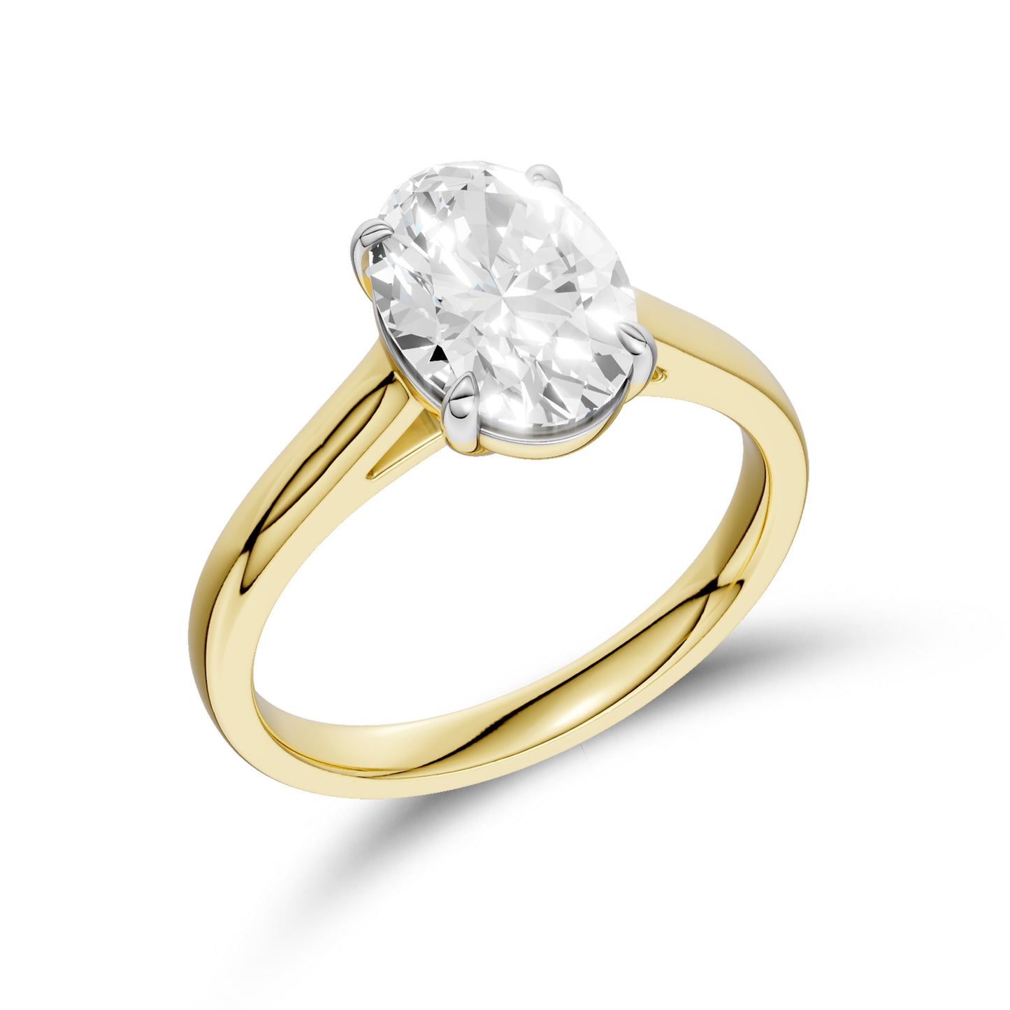 14KT Yellow Gold 2 CTW Lab diamond Oval Shape Solitaire Ring