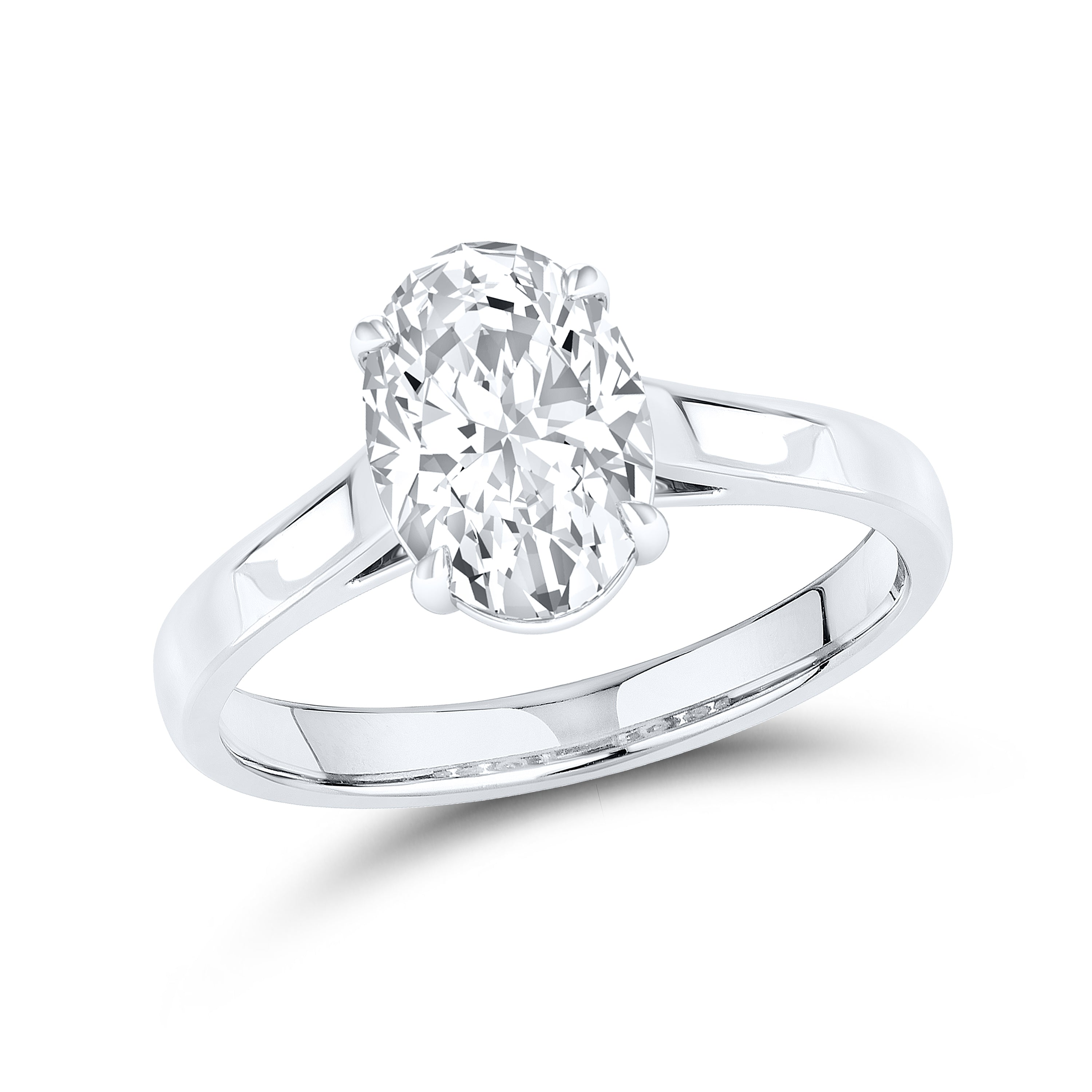 14KT White Gold 2 CTW Lab diamond Oval Shape Solitaire Ring