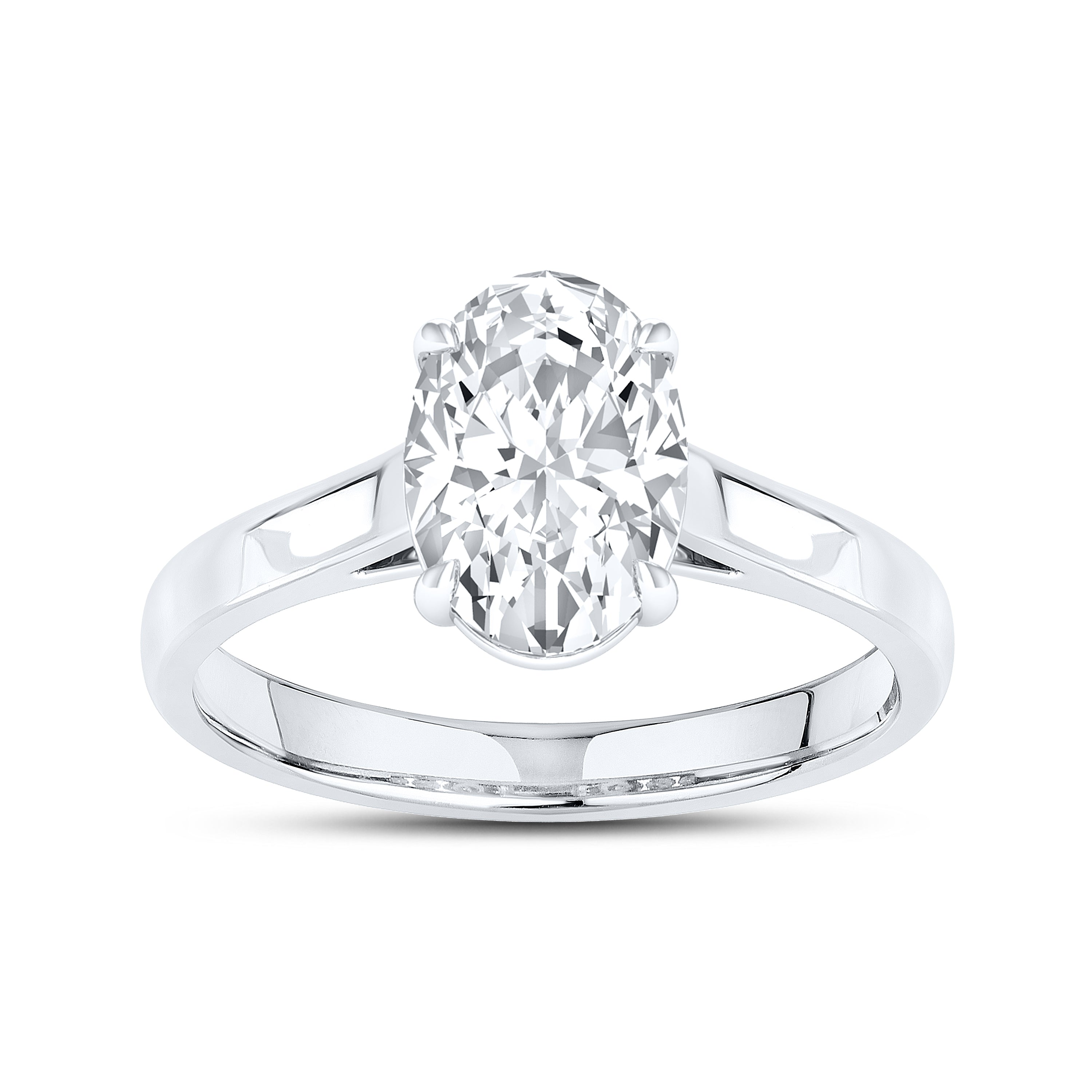 14KT White Gold 2 CTW Lab diamond Oval Shape Solitaire Ring